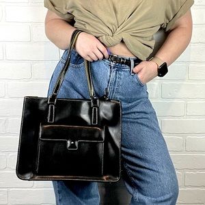 Vintage Mondani New York Black Vegan Leather Shoulder Bag